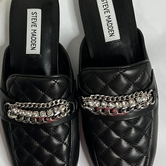 Steve Madden Shoes - Steve Madden Womens Kalista Leather Quilted Flats - 8 Medium  / Black Leather